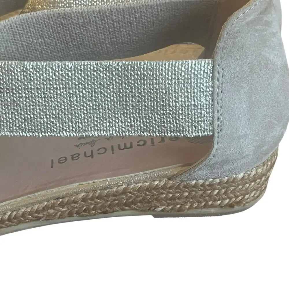 Eric Michael MIA Espadrille Sandal EU 41 US 10.5 Suede Metallic Mini Wedge Spain